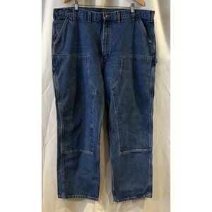 Carhartt Double Knee Jeans Men 44X32 Blue Dungaree Fit Carpenter B73‎